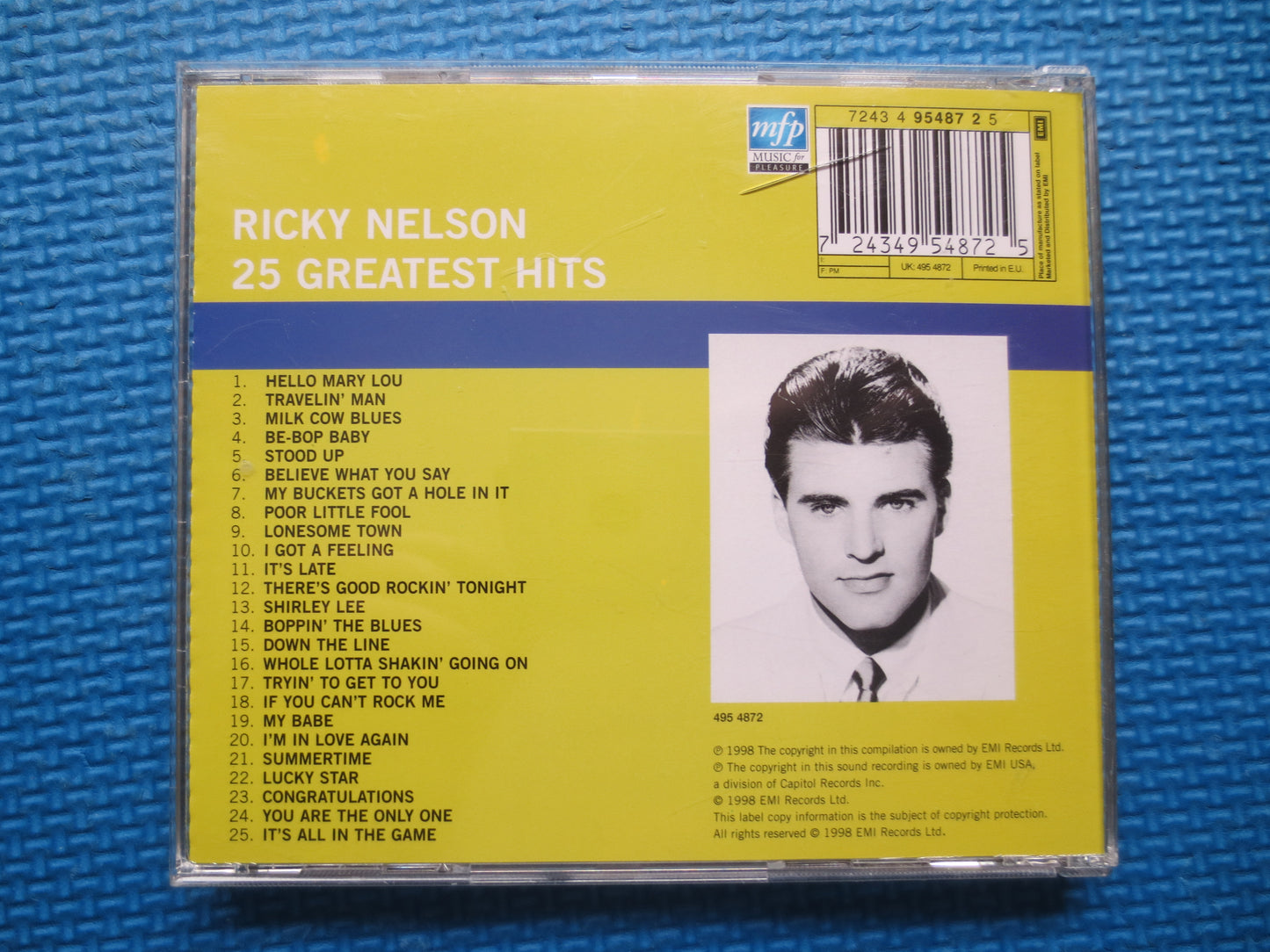 RICKY NELSON, 25 GREATEST Hits, Ricky Nelson Cd, Ricky Nelson Album, Ricky Nelson Songs, Ricky Nelson Music, 1998 Compact Discs