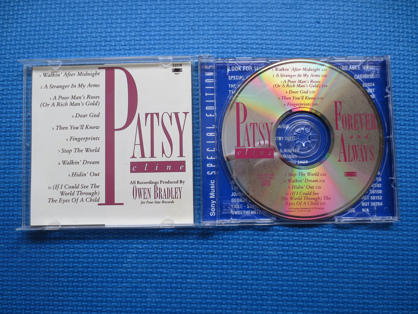 PATSY CLINE, FOREVER and Always, Greatest Hits Cd, Patsy Cline Cd, Patsy Cline Album, Patsy Cline Songs, Cd, 1992 Compact Disc