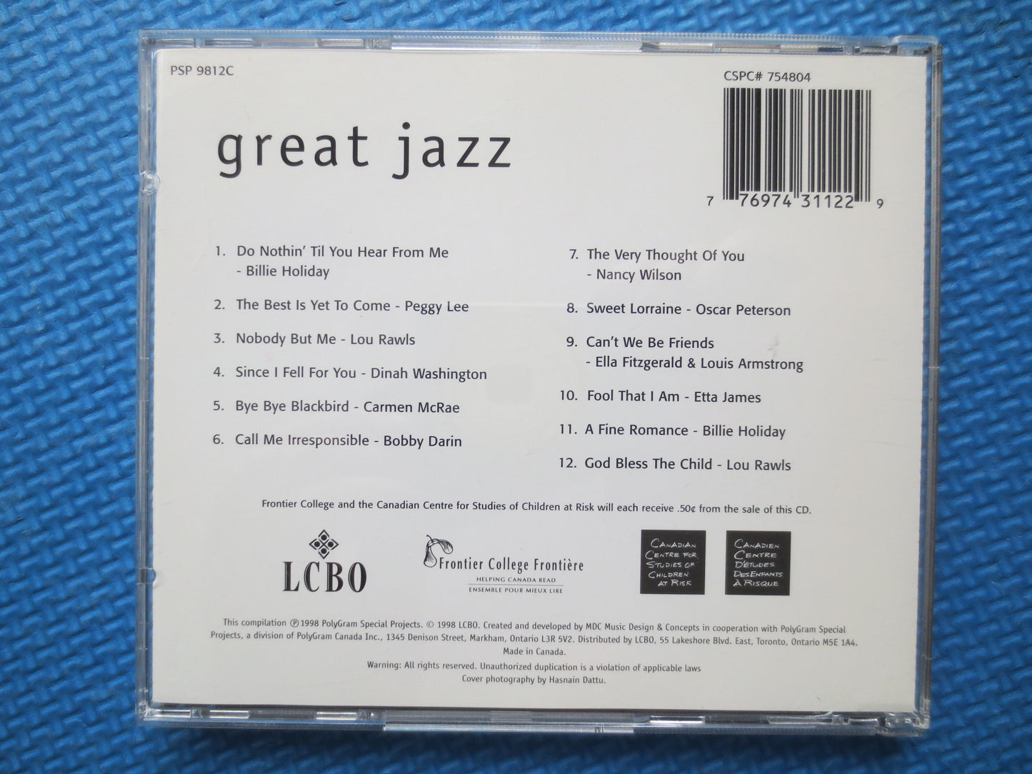 GREAT JAZZ, Bobby Darin Cd, Billie Holiday Cd, Peggy Lee Cd, Lou Rawls Cd, Etta James Cd, Nancy Wilson Cd, 1998 Compact Disc