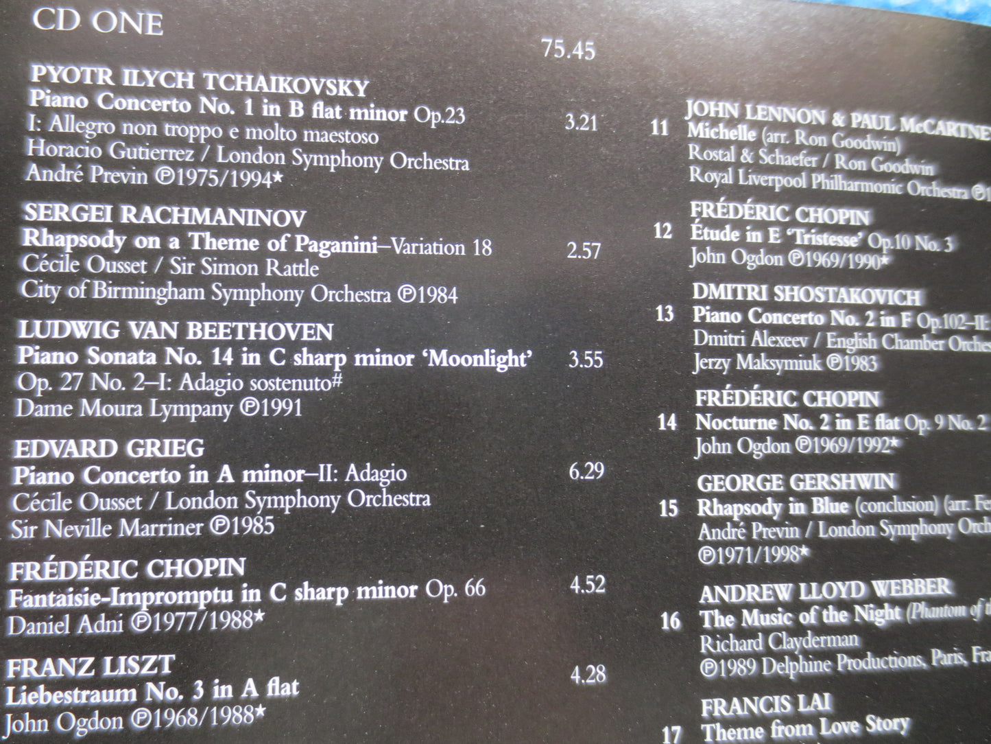 ROMANTIC PIANO, CLASSICAL Music Cd, Classical Piano Cd, Tchaikovsky Cd, Rachmaninov Cd, Chopin Cd, Mozart Cd, 2002 Compact Disc