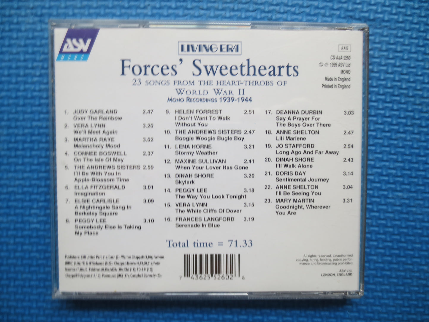 FORCES' SWEETHEARTS, VERA Lynn Cd, Jo Stafford Cd, Dinah Shore Cd, Anne Shelton Cd, Andrews Sisters Cd, Cd, 1999 Compact Disc