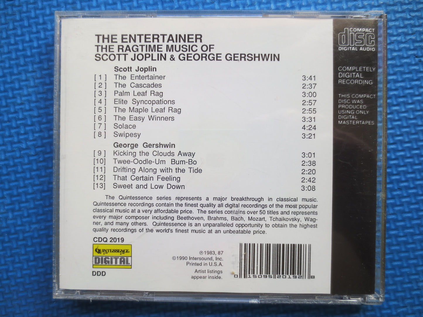 RAGTIME, Piano Rags: Scott Joplin & George Gershwin, Scott Joplin Cd, George Gershwin Cd, Ragtime Cd, Jazz Cd, 1990 Compact Disc