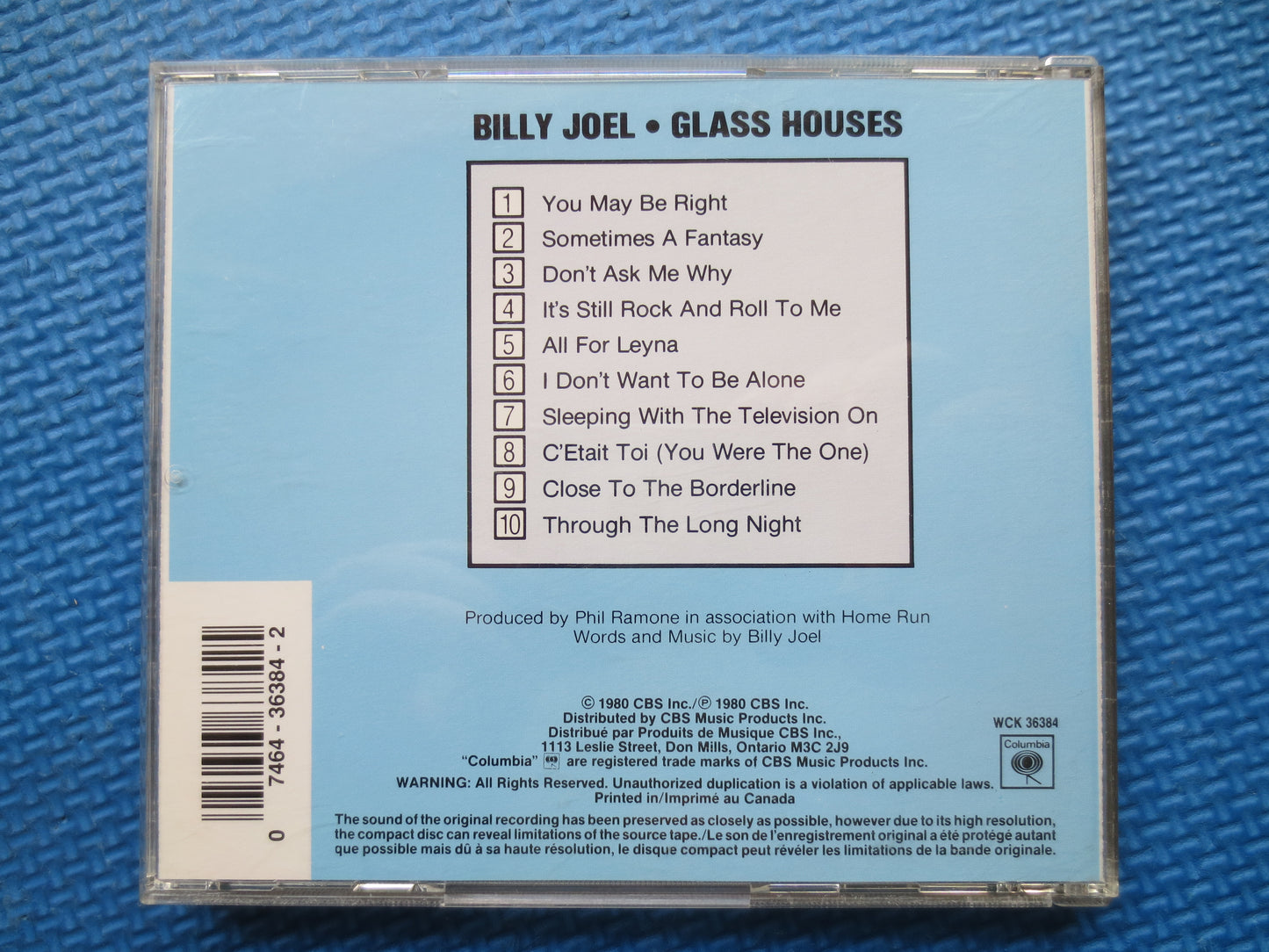 BILLY JOEL, GLASS Houses, Billy Joel Cd, Billy Joel Album, Billy Joel Lps, Classic Rock Cd, Billy Joel Songs, 1985 Compact Disc