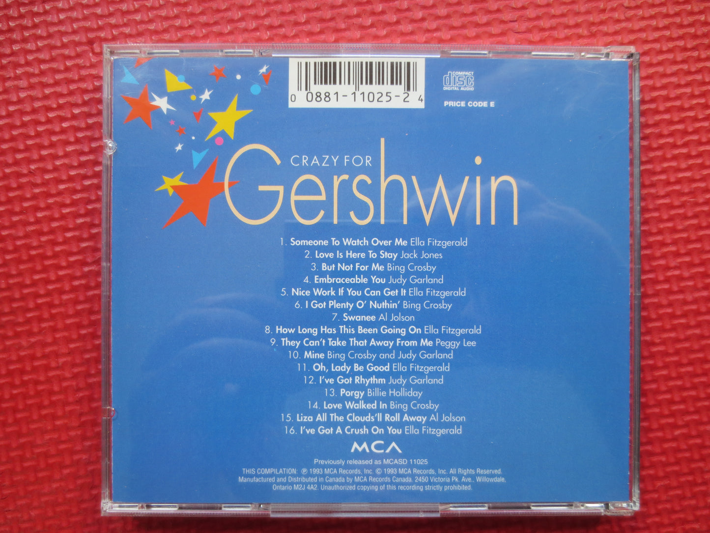 GEORGE GERSHWIN, CRAZY for Gershwin, George Gershwin Cd, George Gershwin Lp, Jazz Music Cd, Classic Jazz Cd, 1993 Compact Disc