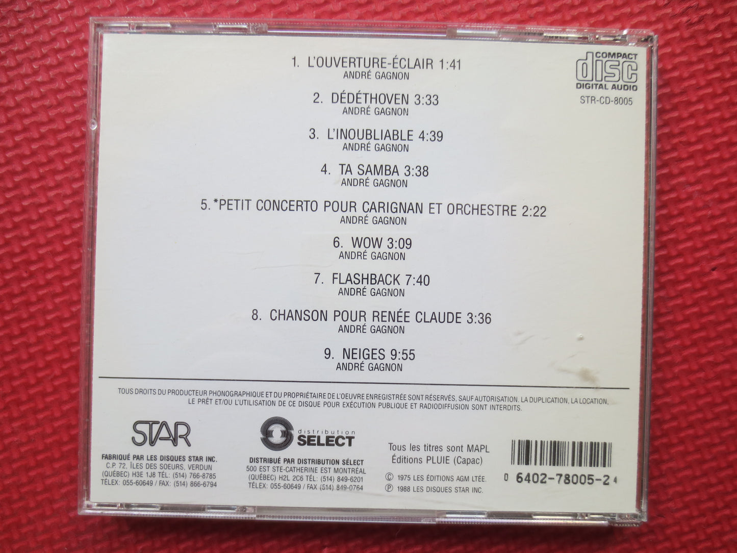 ANDRE GAGNON, NEIGES, Classical Cd, Andre Gagnon Cd, Music Cd, Classical Album, Andre Gagnon Album, Opera Cd, 1988 Compact Discs