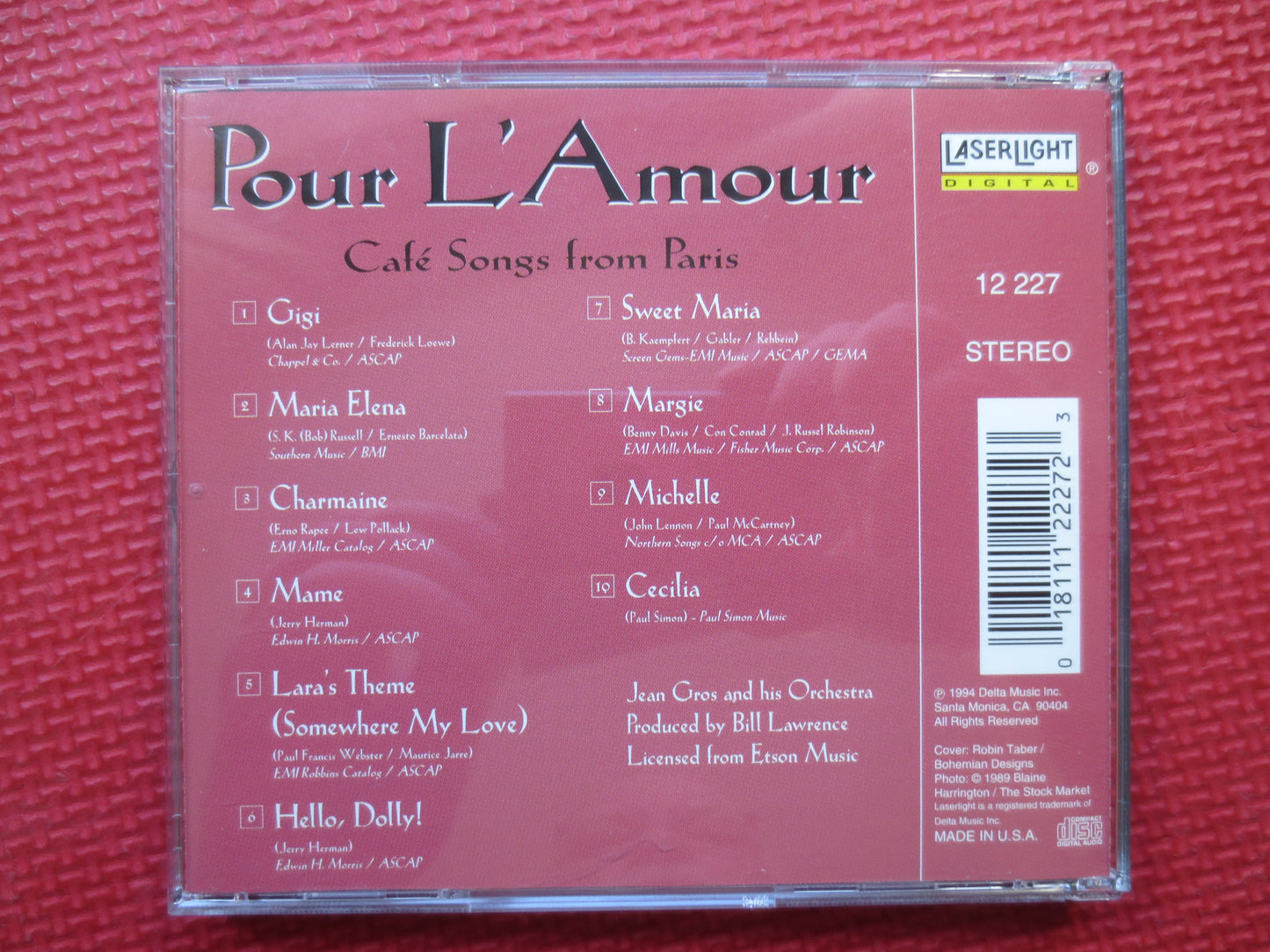 POUR L' AMOUR, Cafe Songs from PARIS, Jazz Cd, Romantic Music Cd, Classical Cd, French Music Cd, Music Cd, 1994 Compact Discs