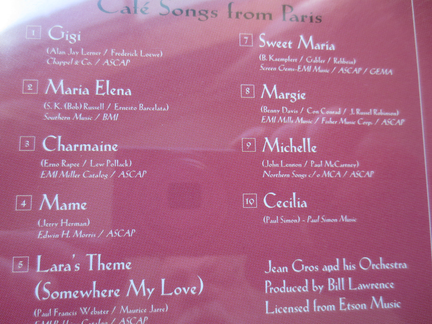 POUR L' AMOUR, Cafe Songs from PARIS, Jazz Cd, Romantic Music Cd, Classical Cd, French Music Cd, Music Cd, 1994 Compact Discs