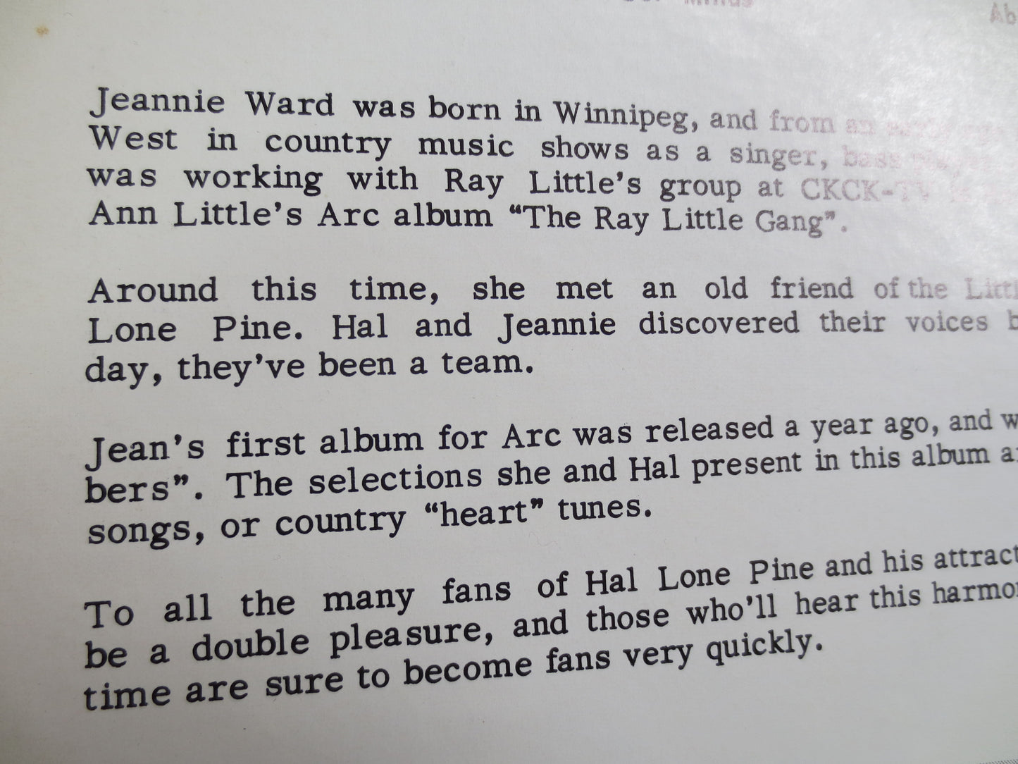 HYMNS and HEART Songs,  Hal Lone Pine Record, Jeannie Ward Album, Country Records, Hal Lone Pine Album, Gospel Record, Lps, 1962 Records