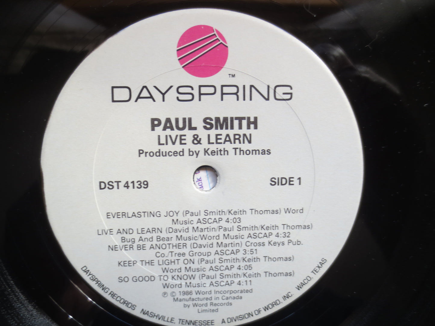 PAUL SMITH, LIVE and Learn, Paul Smith Records, Paul Smith Album, Paul Smith Lp, Rock Record, Rock Albums, 1986 Records