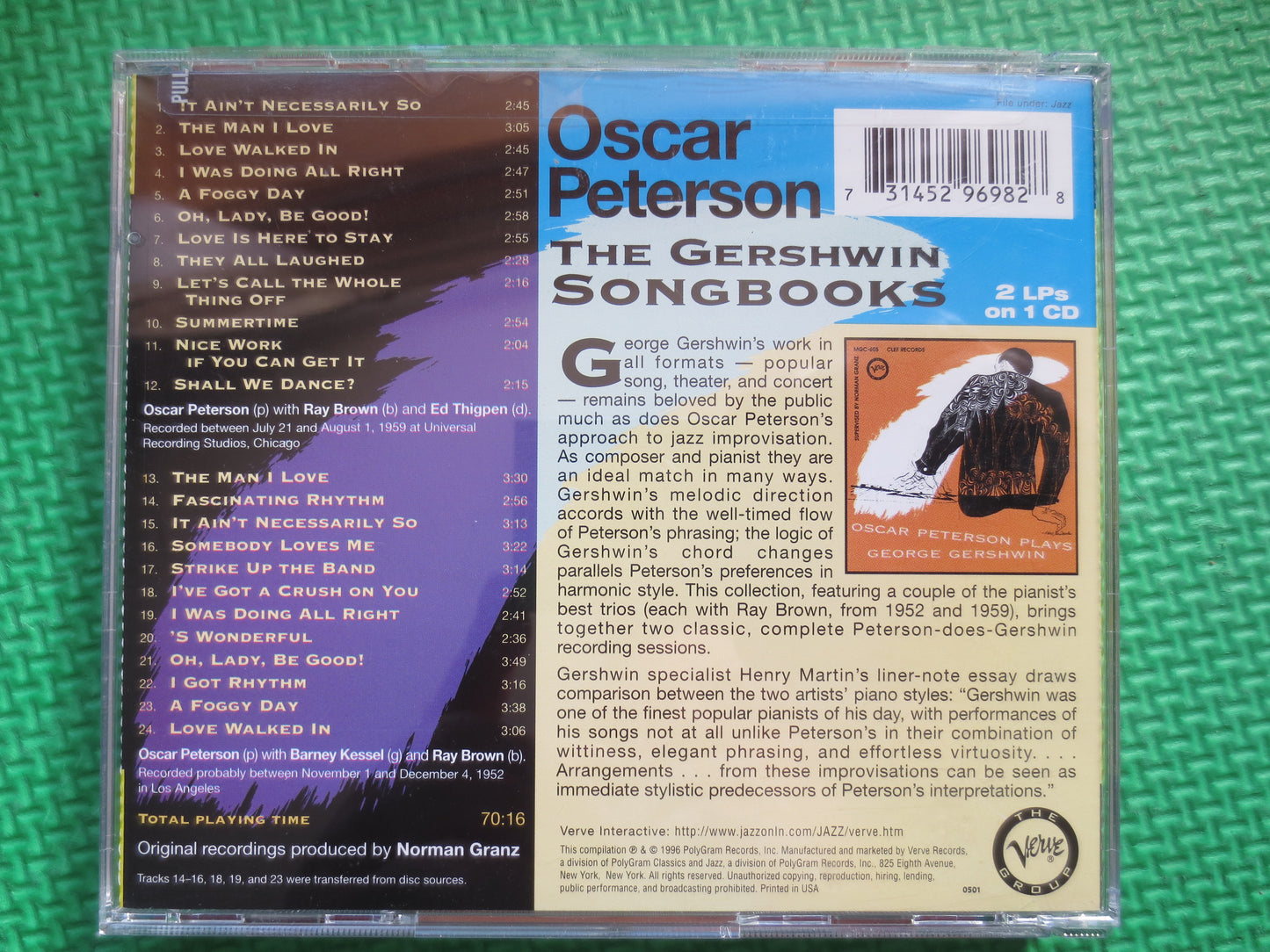 OSCAR PETERSON, George GERSHWIN, Jazz Cd, Jazz Compact Disc, Jazz Album, Cd Jazz, Classic Jazz Cd, Oscar Peterson Cd, 1996 Compact Discs