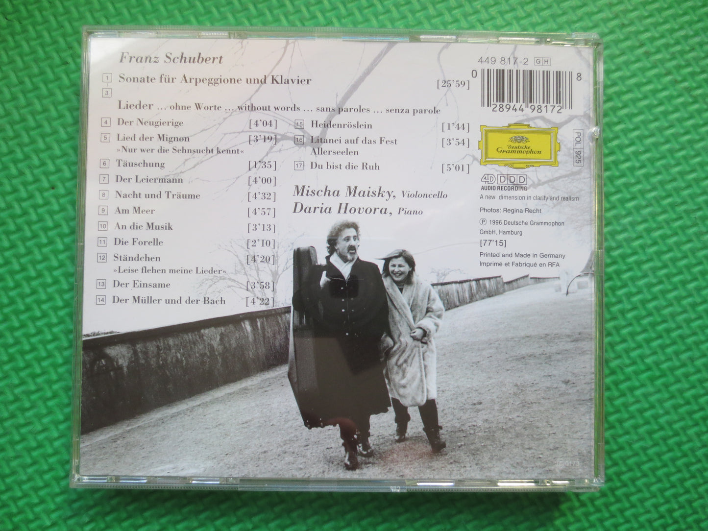 DORIA HOVORA, SONGS Without Words, Mischa Maisky, Daria Hovora Cd, Mischa Maisky Cd,  Schubert Cd, Schubert, 1996 Compact Disc