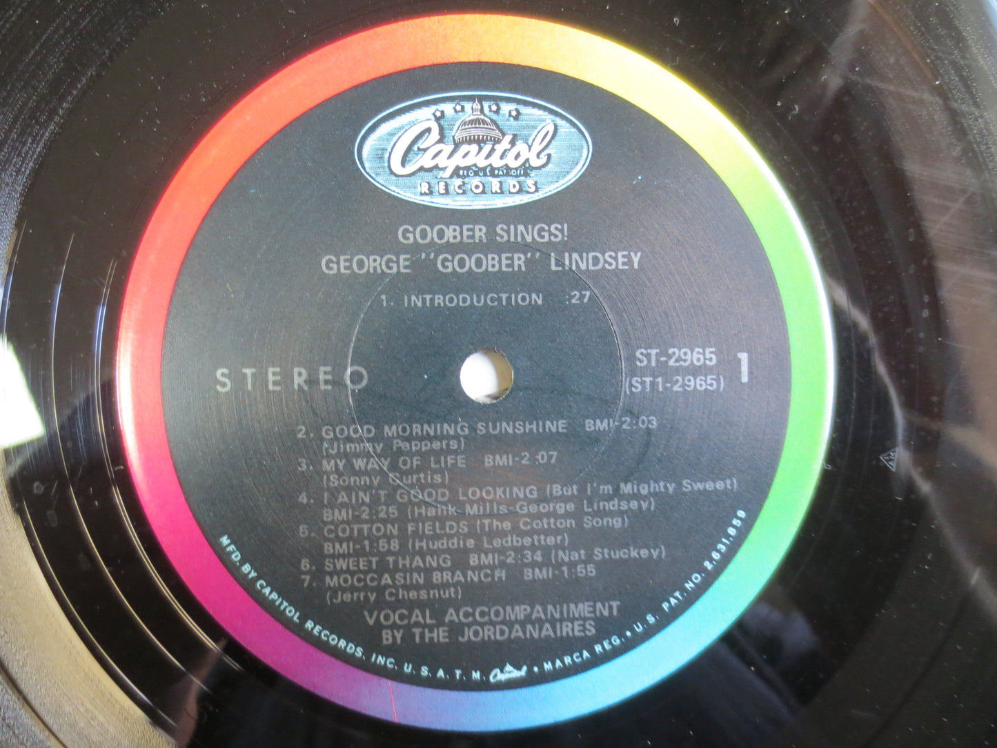 GOOBER SINGS!, Andy GRIFFTH Show, Goober Records, Goober Album, Goober Lp, Novelty Record, Country Record, Goober Pyle Album, 1968 Records