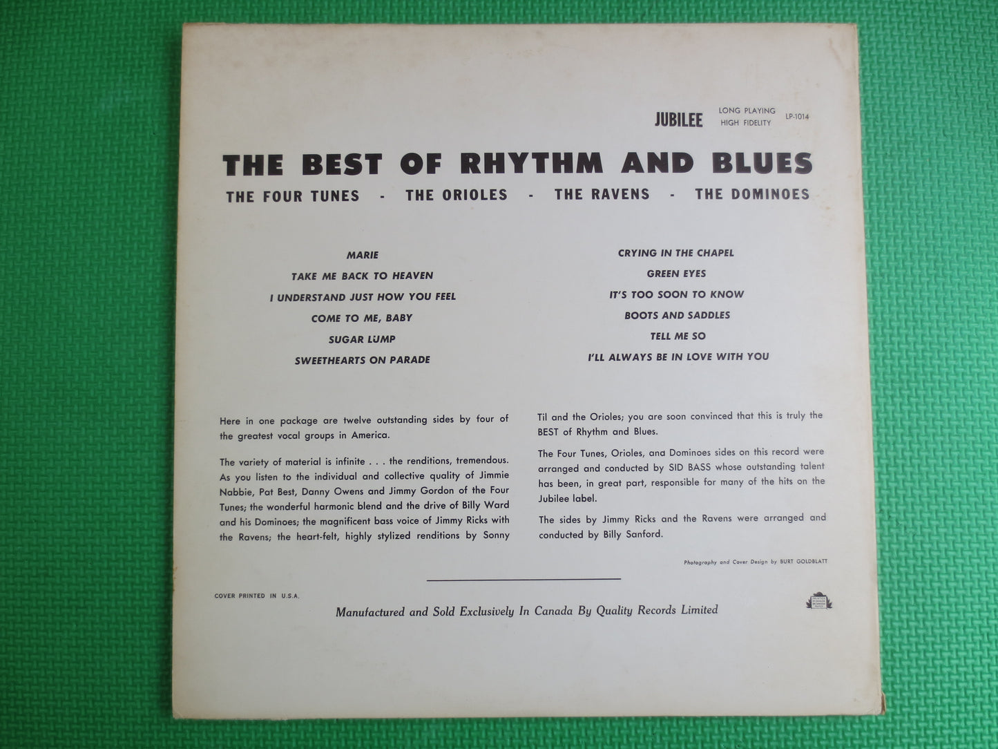 BEST of RHYTHM and BLUES, The Dominoes Record, The Orioles, The Ravens, The Four Tunes, The Four Tunes Album, The Ravens Album, 1956 Record