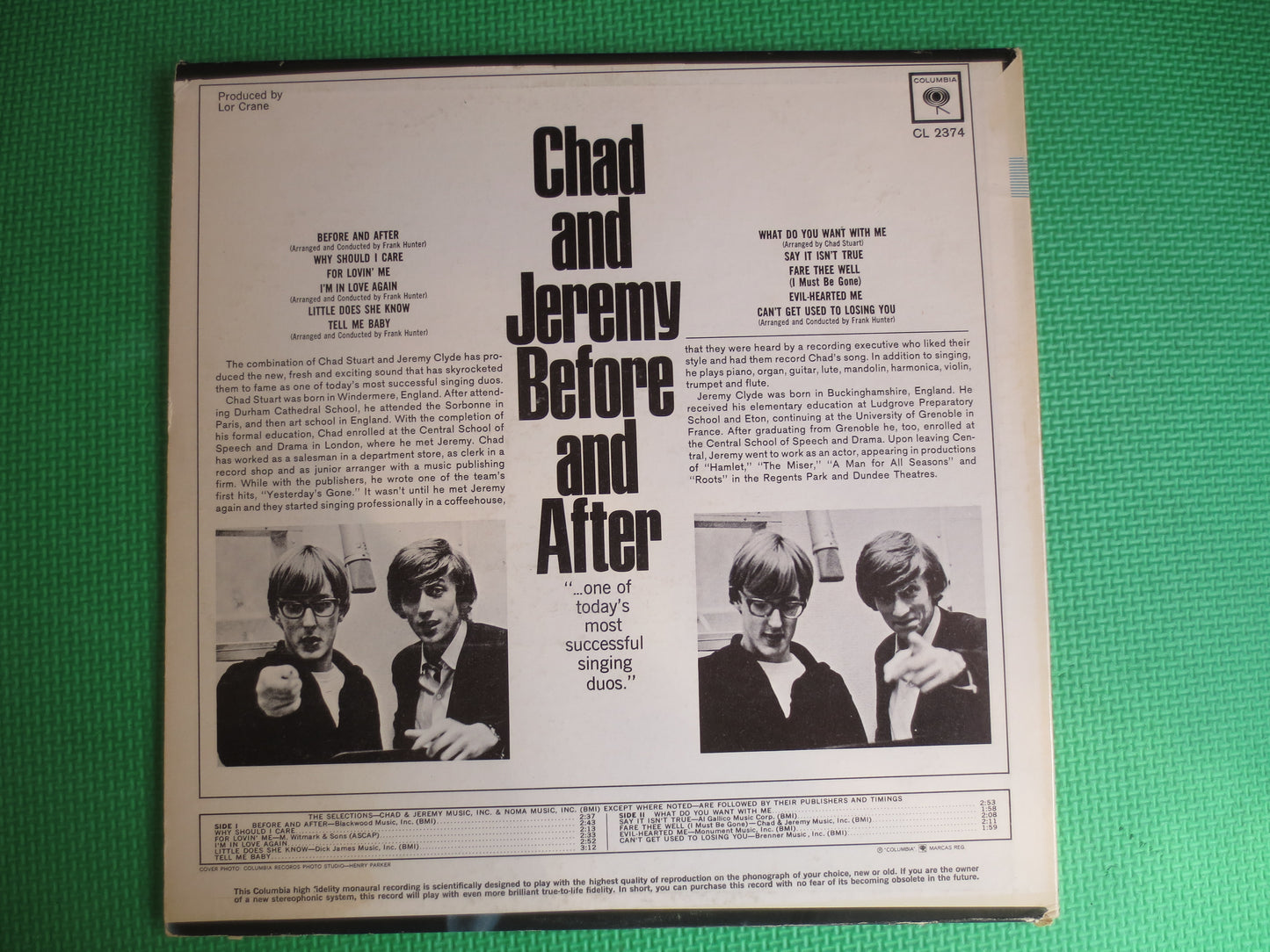 CHAD and JEREMY, BEFORE and After, Chad and Jeremy Lp, 60s Music Record, 60s Music Album, 60s Music Lp, Pop Music Record, Vinyl, 1965 Record