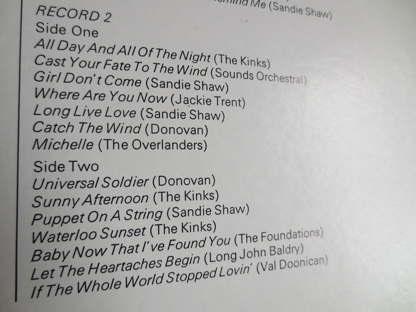 TEN YEARS of GOLDEN Hits, The Kinks Record, The Searches Record, Donovan Record, Sandie Shaw Record, Jackie Trent Record, Lps, 1969 Records