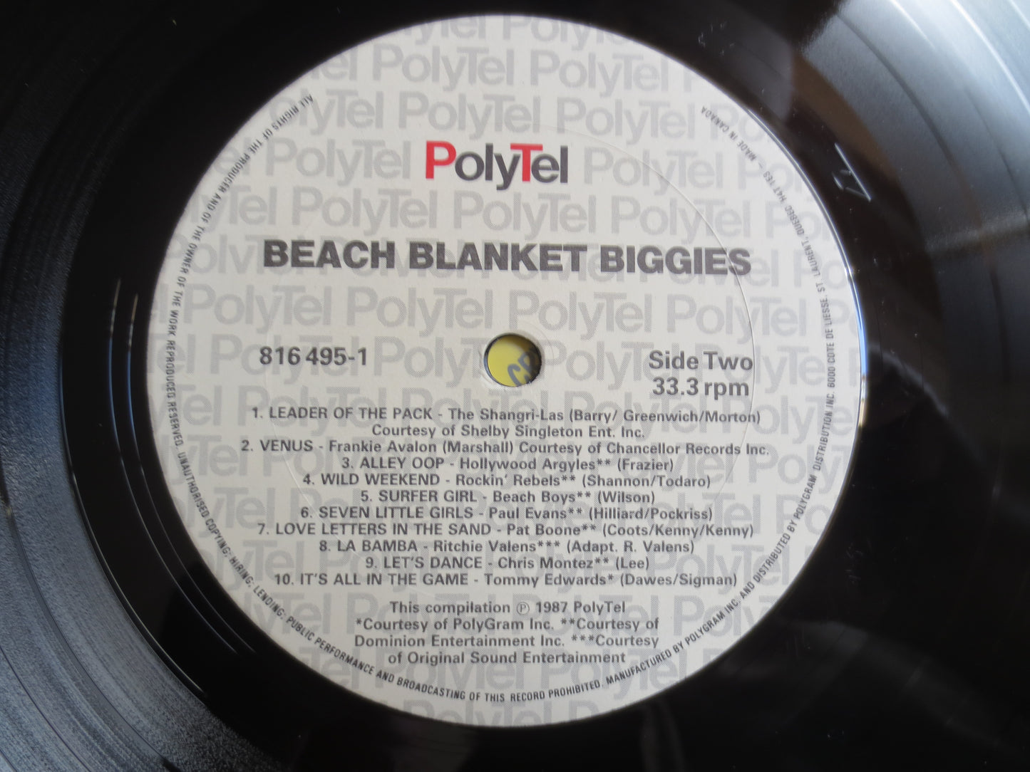 BEACH BLANKET BIGGIES, The Angels Record, Connie Francis Lp, The Olympics Record,  Mark Dining Record, Lesley Gore Album, Lps, 1987 Records