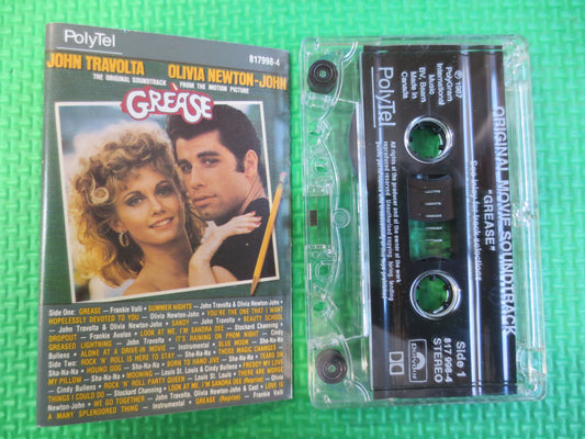 GREASE, SOUNDTRACK, GREASE Cassette, Grease Tape, Movie Soundtrack, Grease Music, Grease Songs, Tape Cassette, Cassette Music
