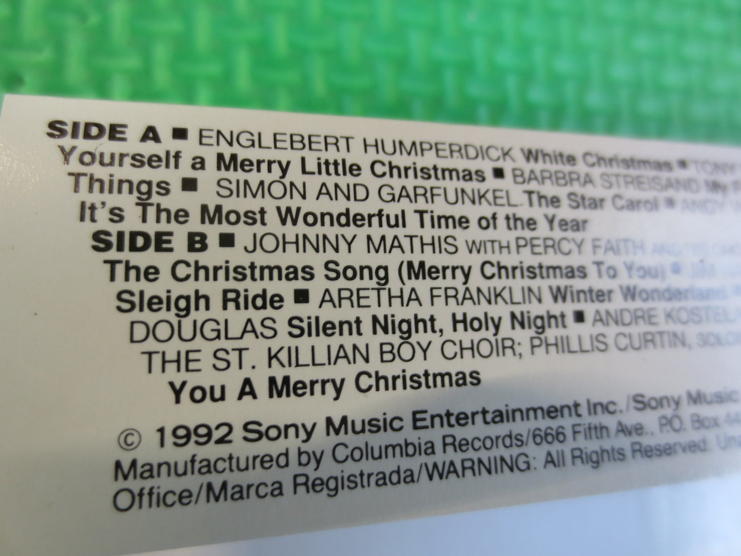 CHRISTMAS Tape, WHITE CHRISTMAS, White Christmas Tape, Christmas Album, Tony Bennett Tape, Tape Cassette, 1980 Cassettes