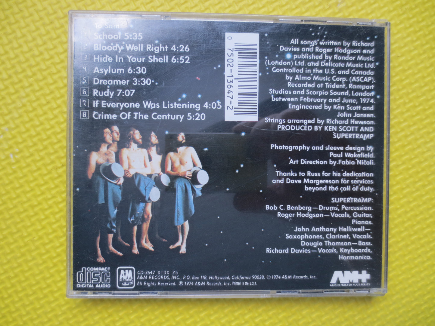 SUPERTRAMP, CRIME of the CENTURY, Rock Music Cd, Supertramp Lp, Supertramp Cd, Rock Music, Rock Compact Disc, 1985 Compact Disc