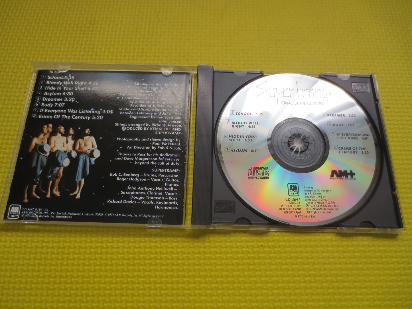 SUPERTRAMP, CRIME of the CENTURY, Rock Music Cd, Supertramp Lp, Supertramp Cd, Rock Music, Rock Compact Disc, 1985 Compact Disc