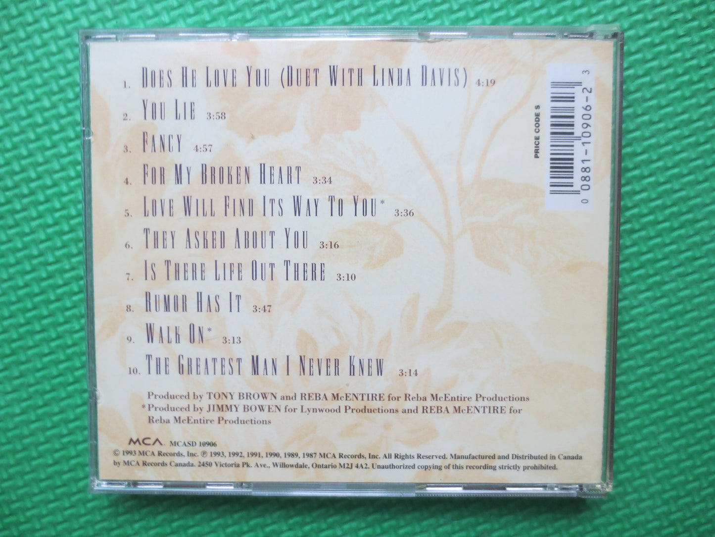 REBA McENTIRE, GREATEST Hits, Volume 2, Reba McEntire Album, Reba McEntire Cd, Reba McEntire Lp, Country Cd, 1993 Compact Disc