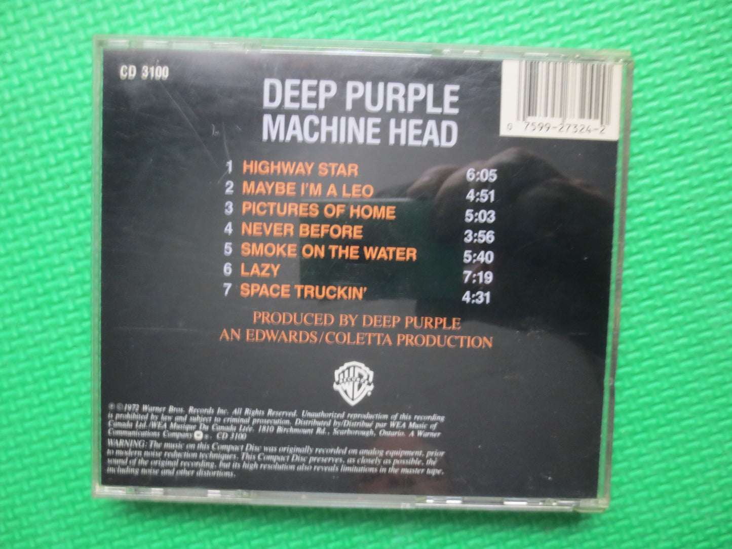 DEEP PURPLE, MACHINE Head, Deep Purple Cd, Greatest Hits Cd, Rock Cd, Heavy Metal Cd, Deep Purple Album, 1985 Compact Discs