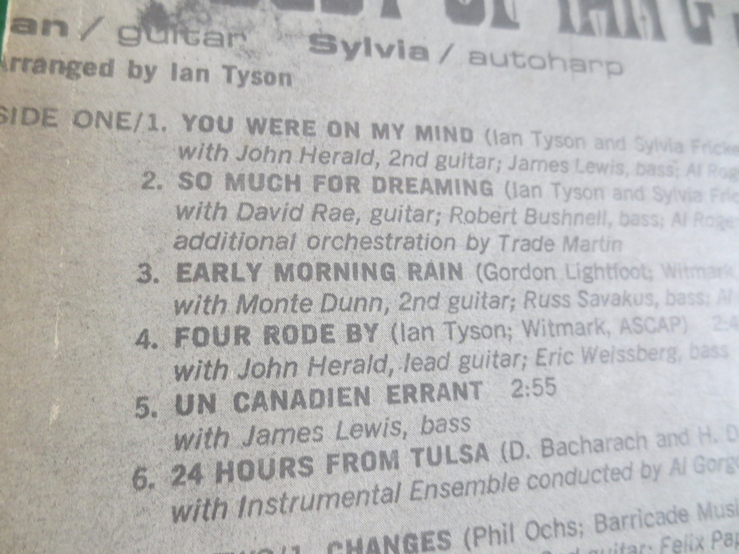 IAN and SYLVIA, GREATEST Hits, Ian Tyson, Sylvia Tyson, Ian Tyson Record, Sylvia Tyson Record, Country Records, Folk Album, 1963 Records