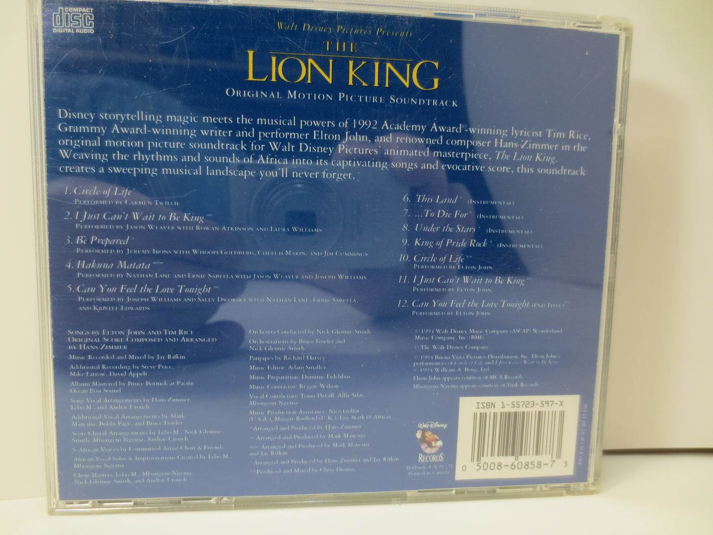 LION KING, Walt DISNEY Cd, Lion King Cd, Lion King Soundtrack, Lion King Songs, Lion King Album, Childrens Cd, 1990 Compact Disc