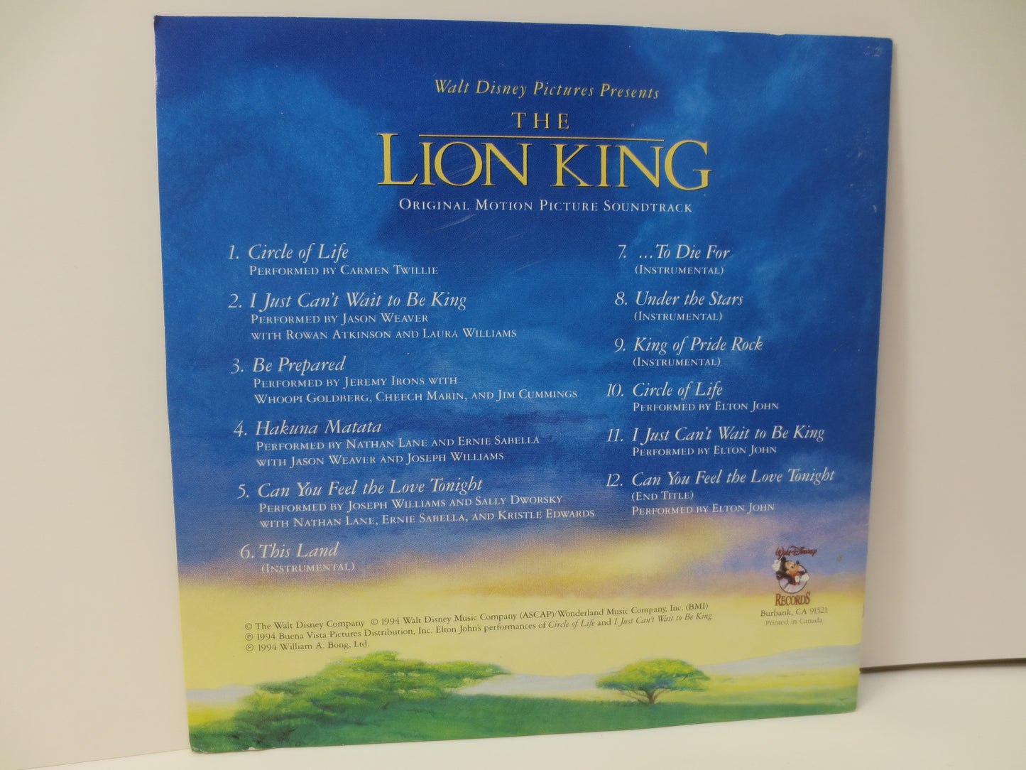 LION KING, Walt DISNEY Cd, Lion King Cd, Lion King Soundtrack, Lion King Songs, Lion King Album, Childrens Cd, 1990 Compact Disc