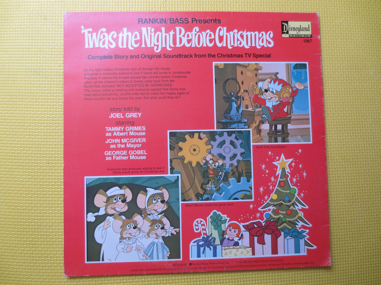 DISNEYLAND RECORD, 'Twas the Night Before CHRISTMAS, Disney Records, Children's Record, Kids Records, Kids Lp, 1976 Record