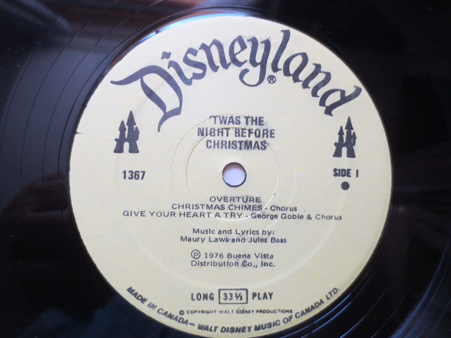 DISNEYLAND RECORD, 'Twas the Night Before CHRISTMAS, Disney Records, Children's Record, Kids Records, Kids Lp, 1976 Record