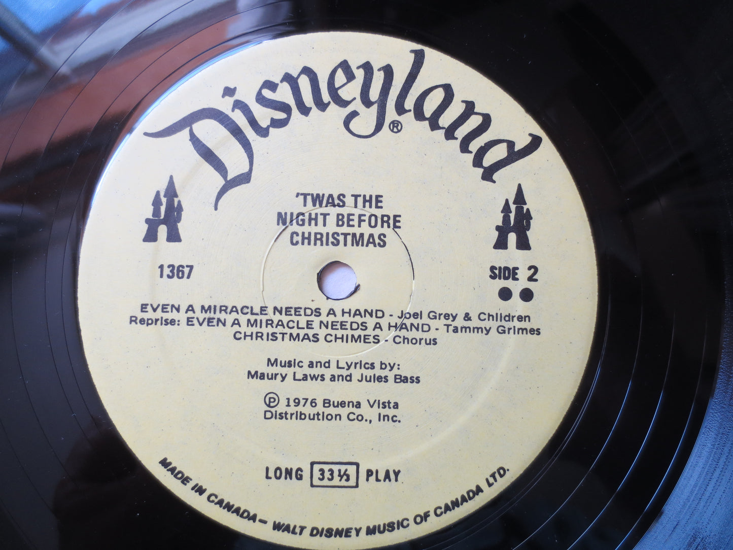 DISNEYLAND RECORD, 'Twas the Night Before CHRISTMAS, Disney Records, Children's Record, Kids Records, Kids Lp, 1976 Record