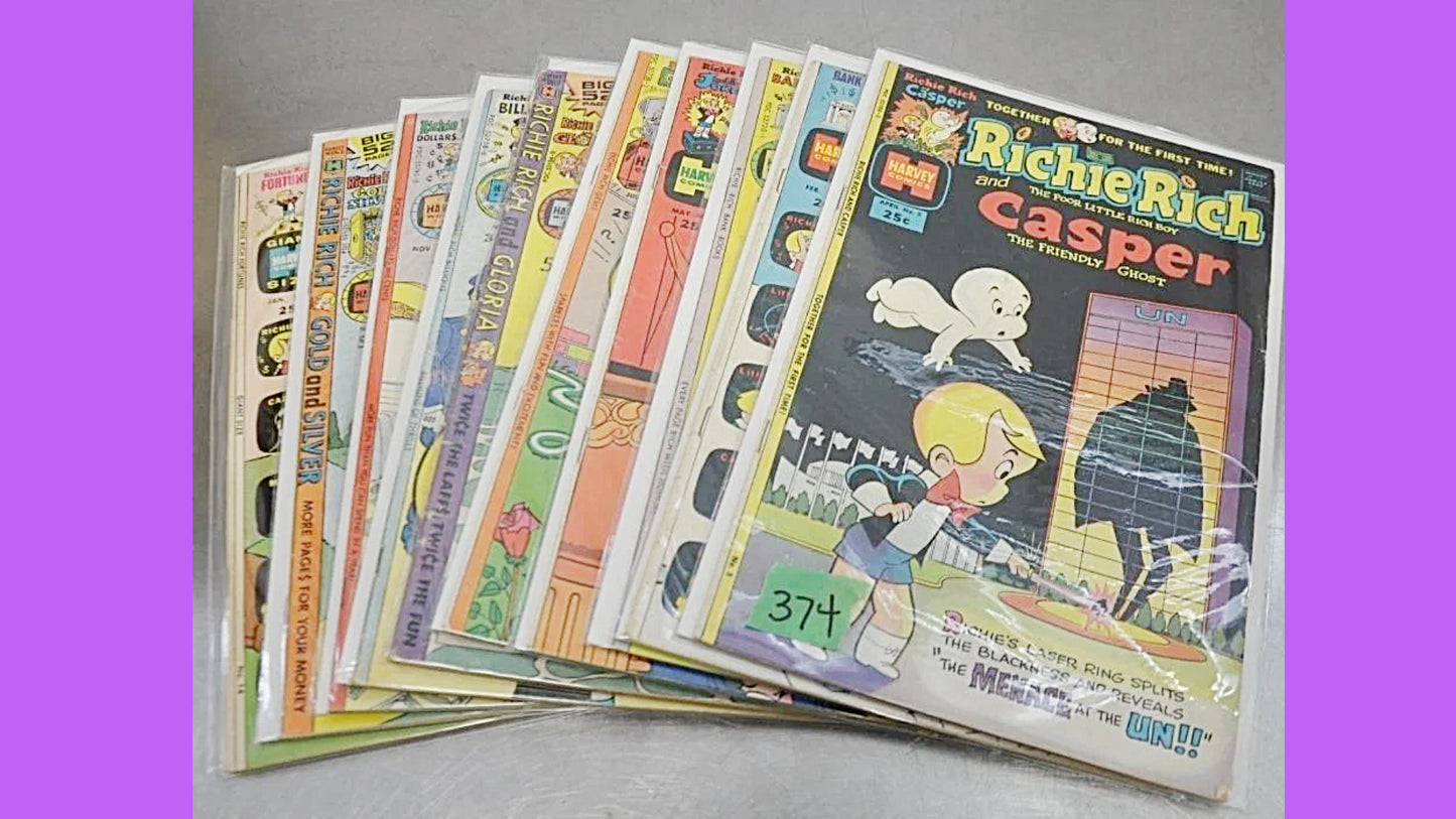 10 COMIC Books, Vintage RICHIE RICH, 10 Richie Rich Comics, Comics, Richie Rich, Collectable Comics, Comic Book, 60's Comic Book, Funny Book