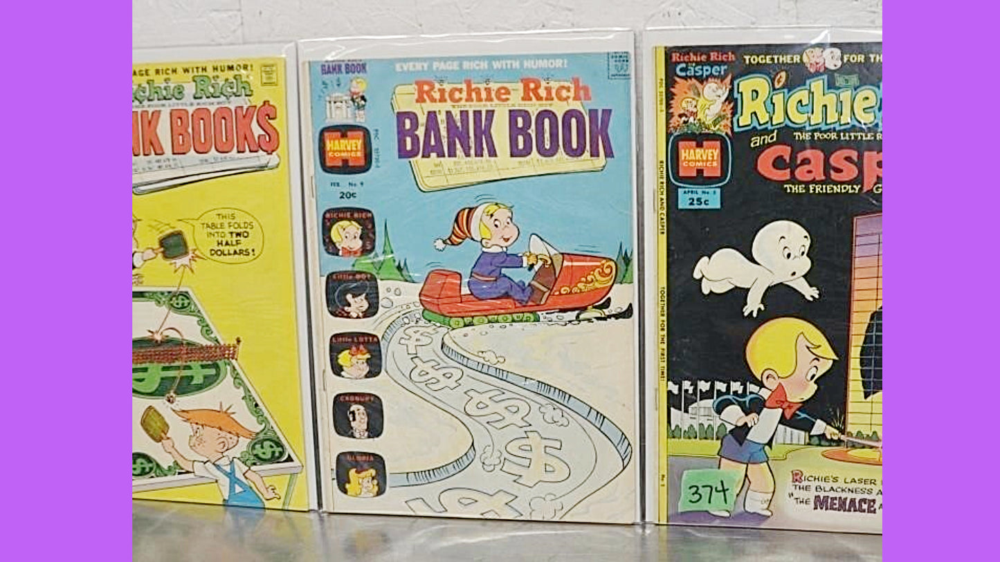 10 COMIC Books, Vintage RICHIE RICH, 10 Richie Rich Comics, Comics, Richie Rich, Collectable Comics, Comic Book, 60's Comic Book, Funny Book