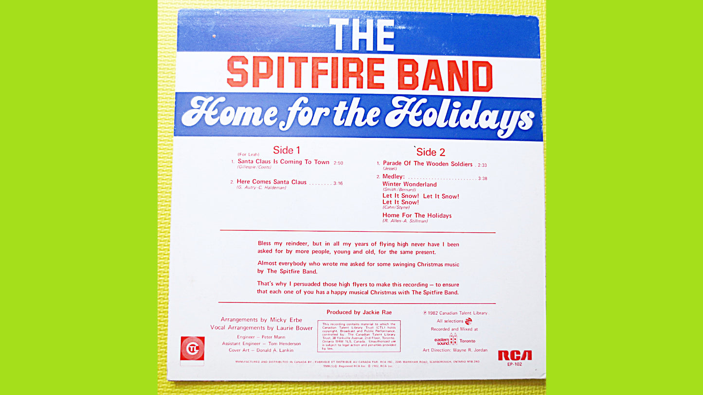 The SPITFIRE Band, Home for the HOLIDAYS, The SPITFIRE Band Lp, Spitfire Band Album, Spitfire Band Record, Spitfire Band Vinyl, 1982 Records