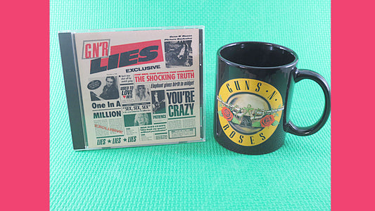 GUNS and ROSES, G N' R MUG, Guns 'n Roses Lp, Guns 'N Roses Cd, Guns 'N Roses Cup, Vintage Compact Disc, Cd, 1988 Compact Disc