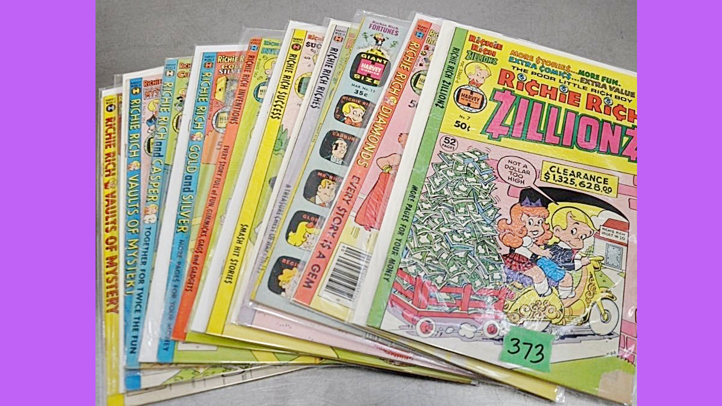 10 COMIC Books, Vintage RICHIE RICH, 10 Richie Rich Comics, Comics, Richie Rich, Collectable Comics, Comic Book, 60's Comic Book, Funny Book, Lot 373