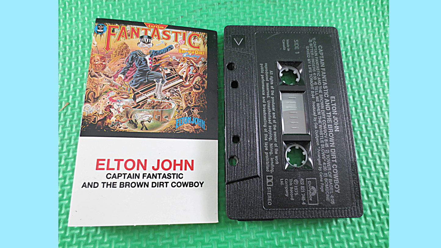 ELTON JOHN Tape, Captain Fantastic And The Brown Dirt Cowboy, Elton John Album, Elton John Music, Vintage Tape, Cassette Tape, 1975 Cassette