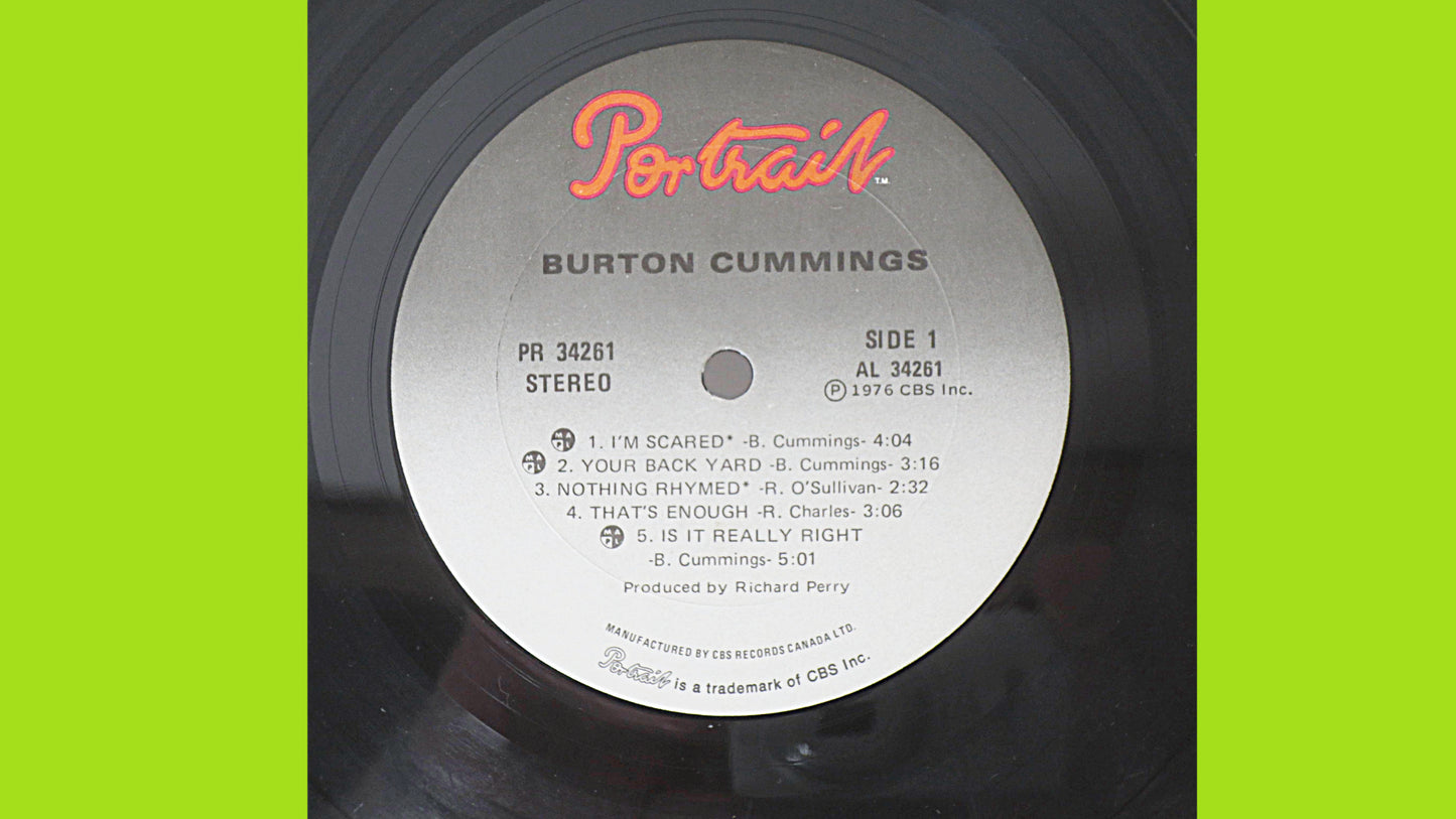 BURTON CUMMINGS, DEBUT Album, Burton Cummings Lp, Guess Who Records, Vinyl Album, Guess Who Albums, Vinyl Lp, 1976 Records