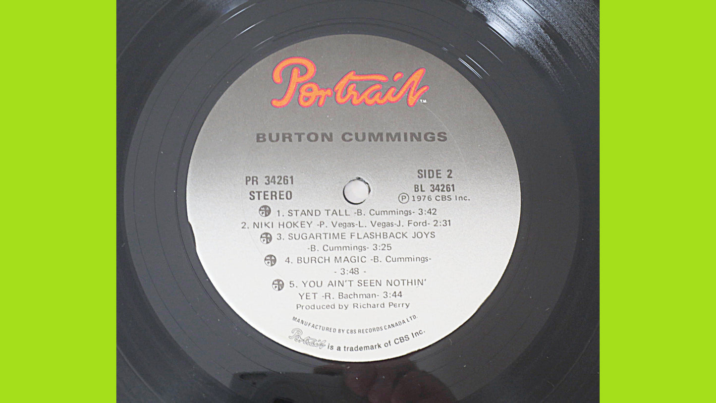 BURTON CUMMINGS, DEBUT Album, Burton Cummings Lp, Guess Who Records, Vinyl Album, Guess Who Albums, Vinyl Lp, 1976 Records