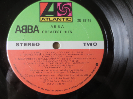 ABBA, GREATEST Hits, ABBA Record, Abba Album, Abba Lp, Abba Vinyl, Disco Lp ,Disco Record, Disco Album, Disco, 1975 Record