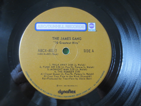 The JAMES GANG, Joe Walsh, GREATEST Hits, James Gang Records, James Gang Albums, James Gang lps, Rock lps, 1973 Records