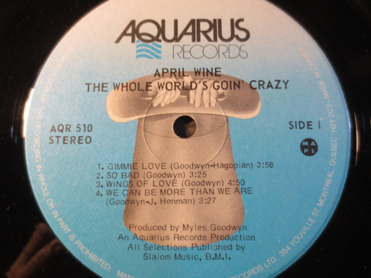 APRIL WINE, The Whole Worlds Goin CRAZY, Rock Album, April Wine Record, April Wine Album, April Wine Lp, Lps,1976 Records