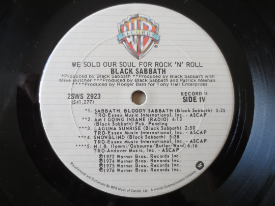 BLACK SABBATH, We Sold Our Soul, BLACK Sabbath Record, Black Sabbath Album, Ozzy Osbourne Lp, Vinyl Records, 1975 Records