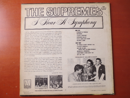 The SUPREMES, I HEAR A Symphony, DIANA Ross, Diana Ross Record, Vinyl Record, Diana Ross Album, Vinyl Album, 1966 Records