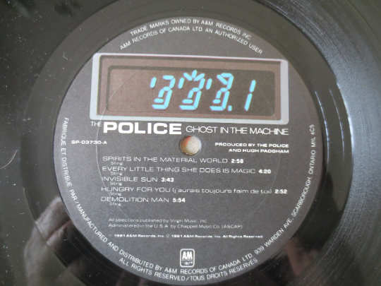 The POLICE, The GHOST in the MACHINE, The Police Record, The Police Album, The Police Lp, Rock Record, Rock Lp, 1981 Record