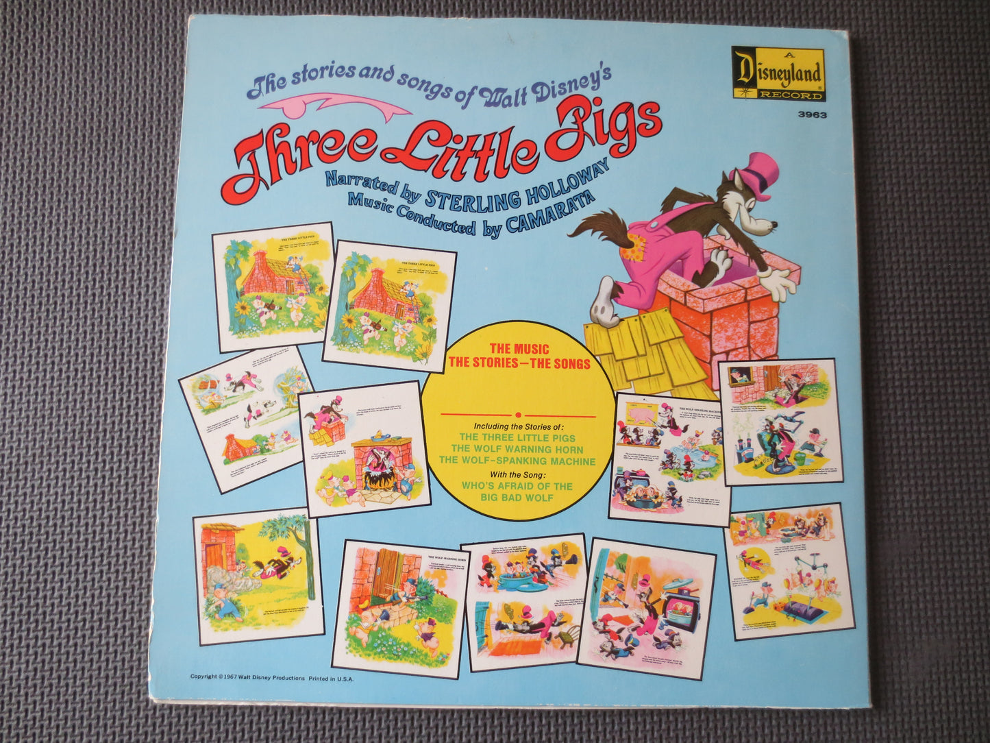 THREE LITTLE PIGS, Disneyland Record, Disney Record, Disneyland Album, Disney Album, Disneyland Vinyl, Disney, 1967 Records