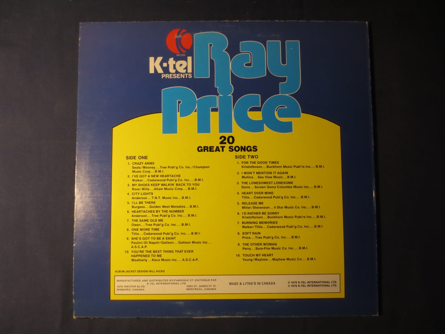 RAY PRICE, K-TEL Records, Country Records, Ray Price Record, Ray Price Album, Vinyl Record, Record Vinyl, Lps, 1976 Records