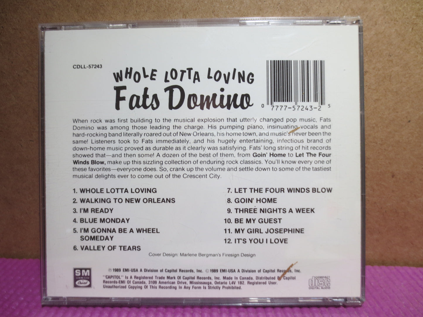 FATS DOMINO, Whole Lotta Loving, FATS Domino Cd, Vintage Compact Disc, Pop Cd, Rock Cd, Piano Cd, Music Cd, Compact Discs