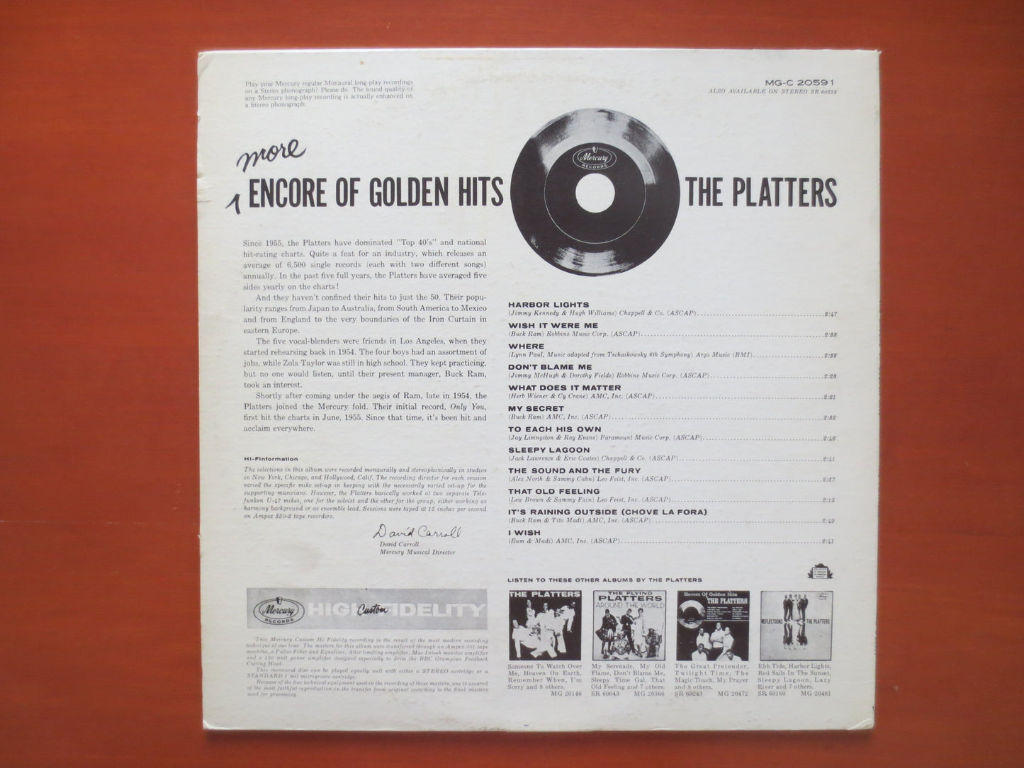 The PLATTERS, More GOLDEN Hits Lp, The Platters Album, The Platters Vinyl, The Platters Lp, Vinyl Album, 1960 Records